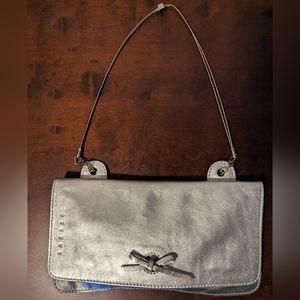 Lazaro Small Silver Leather Metallic Crossbody Purse